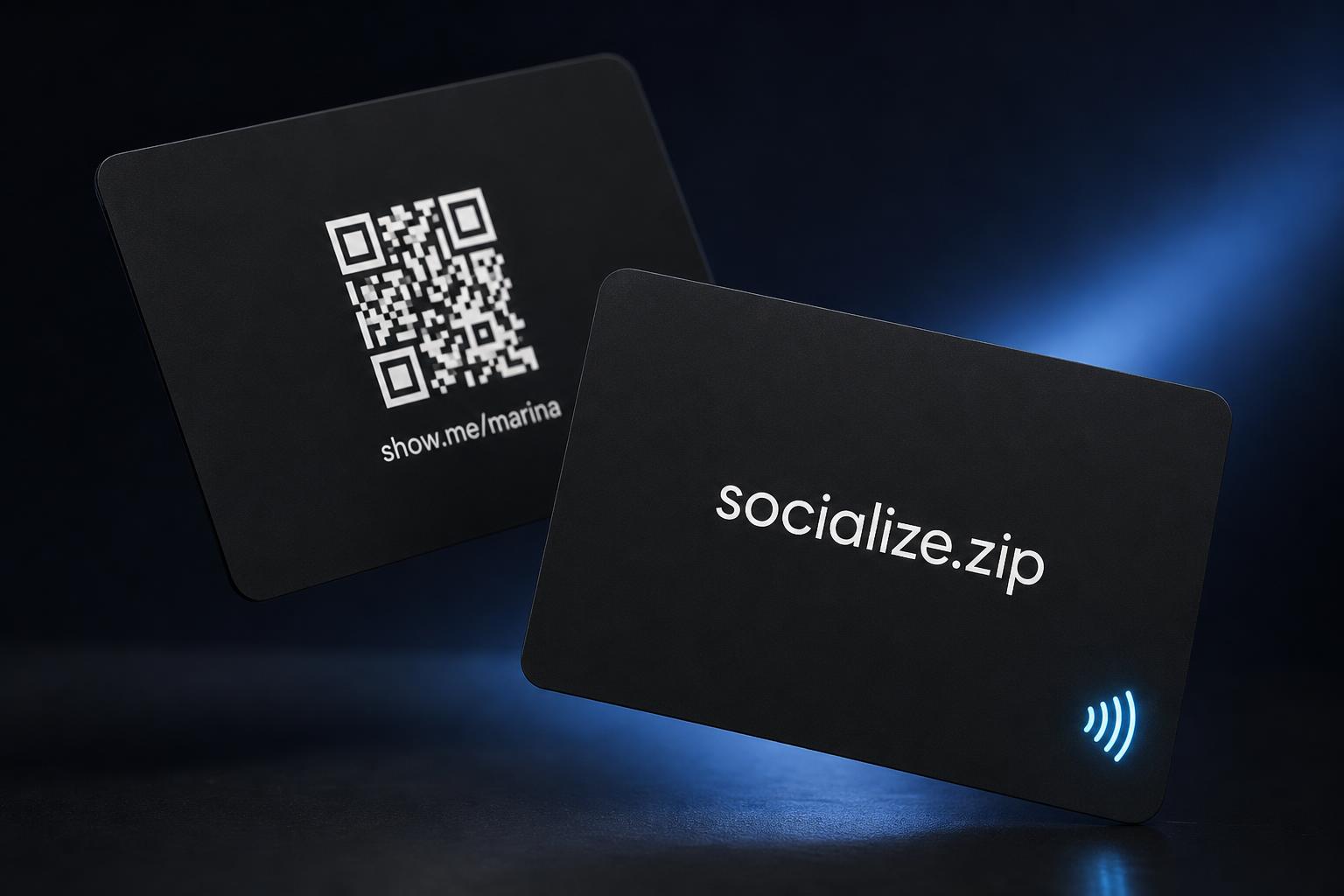 Cartão físico NFC com QR Code da socialize.zip