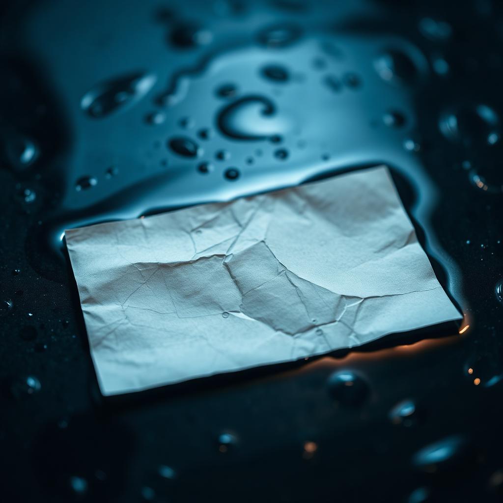 Cartão de papel amassado e molhado